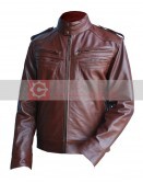 Leather Skin Reddish Brown Men Jacket