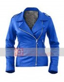 Leather Skin Women Blue Brando Jacket