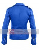 Leather Skin Women Blue Brando Jacket