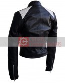 Leather Skin Women Diamond White Buttons Jacket