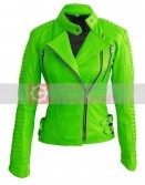 Leather Skin Women Parrot Green Jacket