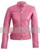 Leather Skin Women Pink Quilted Jacket