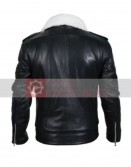 Men Black With White Fur Collar Jacket