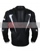 Mens Black Leather Jacket with White Stripe