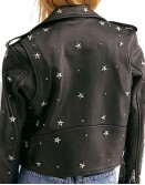 Women Star Studded Cropped Black Jacket