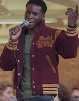 Sex Education Jackson Marchetti Maroon Bomber Jacket