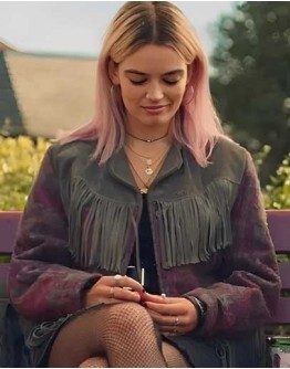 Sex Education Maeve Wiley Fringe Leather Jacket