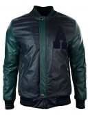 Mens Synthetic Black Baseball Jacket