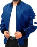 8 Ball Blue Bomber Leather Jacket