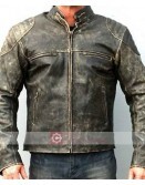 Distressed Hooligan Leather Biker Jacket