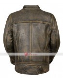 Distressed Wax Men's Biker Vintage Style Cafe Racer Leather Jacket