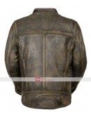 Distressed Wax Men's Biker Vintage Style Cafe Racer Leather Jacket