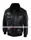 Aviatrix Mens Black Aviator Fur Leather Jacket