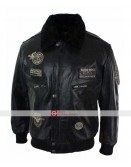 Aviatrix Mens Black Aviator Fur Leather Jacket