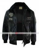 Aviatrix Mens Black Aviator Fur Leather Jacket
