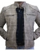 Cafe Racer Antique Grey Distressed Genuine Leather Jacket