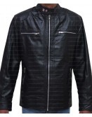 Mens Slim Fit Black Leather Biker Jacket