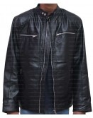 Mens Slim Fit Black Leather Biker Jacket