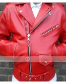 Cafe Racer Brando Biker Vintage Classic Red Motorcycle Leather Jacket