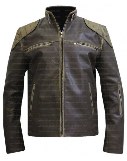 Antique Distressed Cafe Racer Slim Fit Biker Leather Jacket
