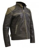 Antique Distressed Cafe Racer Slim Fit Biker Leather Jacket