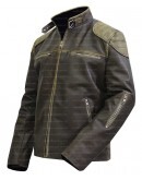 Antique Distressed Cafe Racer Slim Fit Biker Leather Jacket