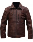 Cafe Racer Brown Shirt Collar Leather Jacket