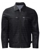 Cafe Racer Black Shirt Collar Leather Jacket