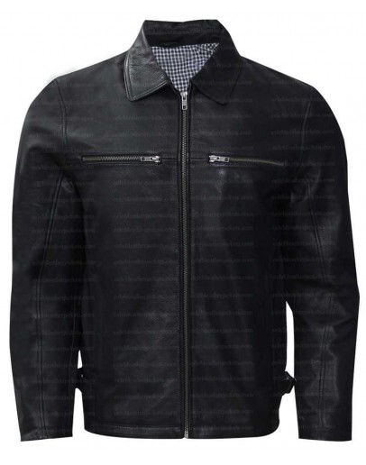 Cafe Racer Black Shirt Collar Leather Jacket