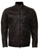 Vintage Cafe Racer Dark Brown Leather Jacket