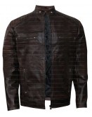 Vintage Cafe Racer Dark Brown Leather Jacket