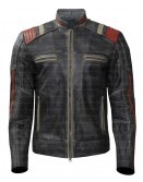 Cafe Racer Retro Distressed Biker Leather Jacket