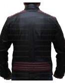 Cafe Racer Maroon Stripes Black Leather Jacket