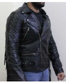 Classic Diamond Fringed Tassel Biker Leather Jacket