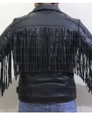 Classic Diamond Fringed Tassel Biker Leather Jacket