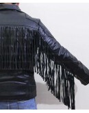 Classic Diamond Fringed Tassel Biker Leather Jacket