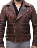 Classic Diamond Motorcycle Brown Leather Jacket