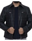 Vintage Cafe Racer Black Leather Jacket