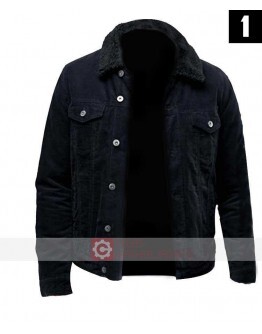 Black Cord Jacket With Borg Collar