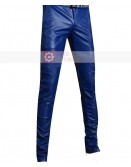 Blue Slimfit Stylish Leather Pant