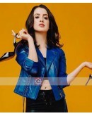 The Perfect Date Laura Marano Blue Leather Jacket