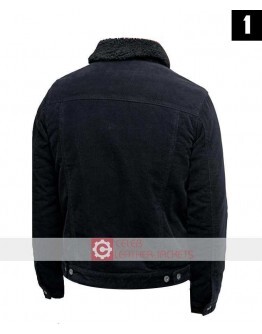 Black Cord Jacket With Borg Collar