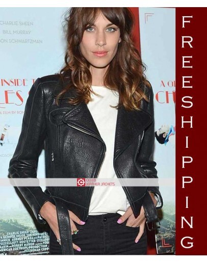 Alexa Chung Black Leather Jacket