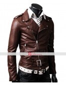 Slim Fit Belted Rider Light Brown Jacket