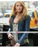 Blake Lively Blue Fashion Celebrity Jacket