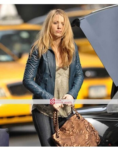 Blake Lively Blue Fashion Celebrity Jacket