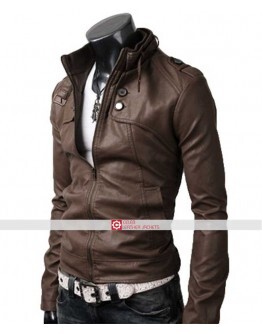 Slim Fit Button Pocket Light Brown Jacket