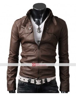 Slim Fit Button Pocket Light Brown Jacket