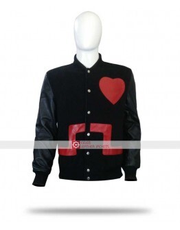 Chris Brown Heart Bomber Black & Red Jacket