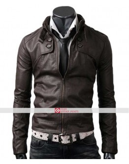 Slim Fit Dark Brown Button Pocket Jacket